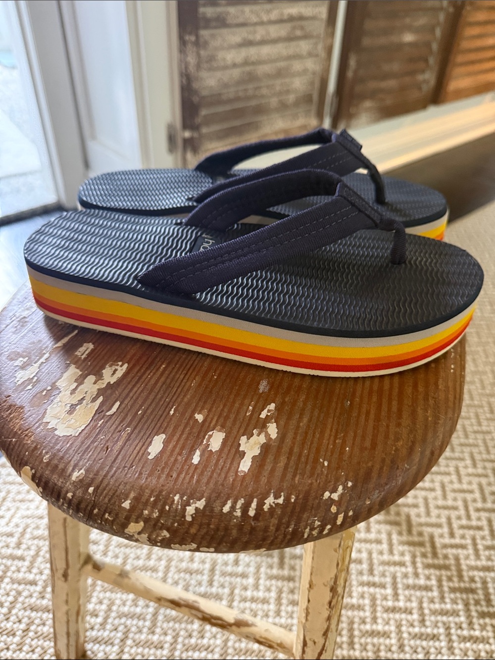 hari mari Women's Navy Flip Flop Sandals - rainbow 🌈